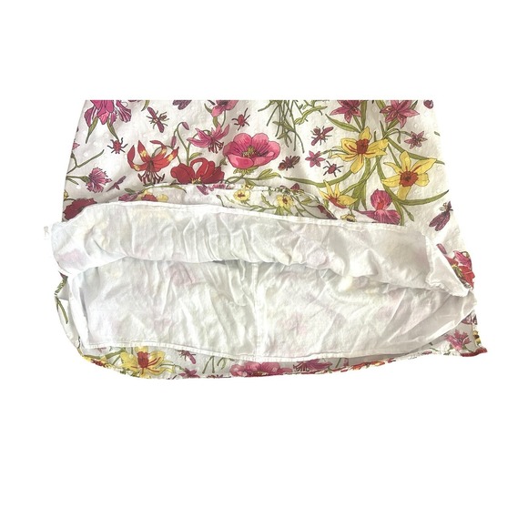 Talbots Blouse White Muticolored Flowers Dragonflies 100% Cotton Lined XL Spring - Picture 8 of 11